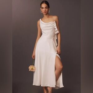 BHLDN SLEEVELESS COWL-NECK SEQUIN CHIFFON MIX MIDI DRESS